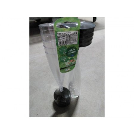 Champagneglazen - 10x - plastic - 140 ml - zwart - herbruikbaar