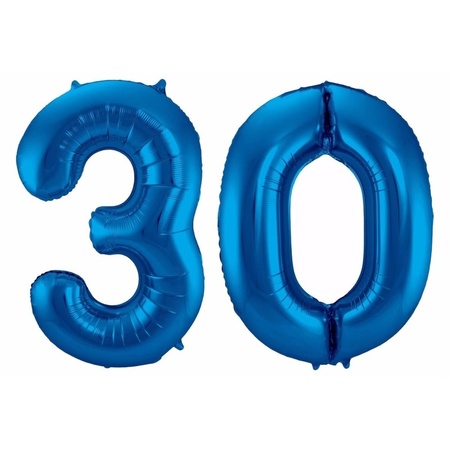 Cijfer 30 ballon blauw 86 cm