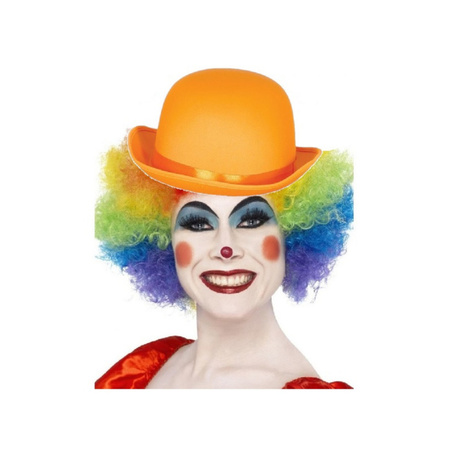 Clown set coloured wig and orange hat