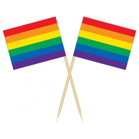 50x Cocktail picks rainbow flag 8 cm flags decoration