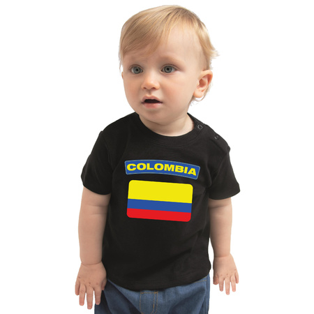 Colombia present t-shirt with flag black for babys