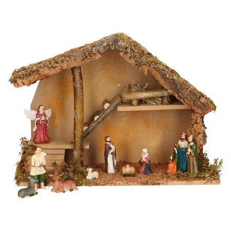 Nativity scene with 11x pcs figures - 42 x 19 x 30 cm
