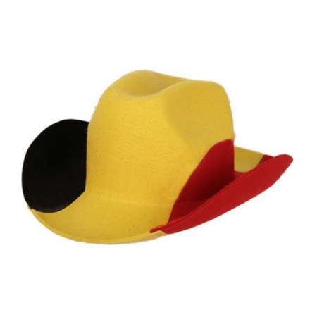 Supporters verkleed set Belgie vlag-kleuren hoed met schminkstift