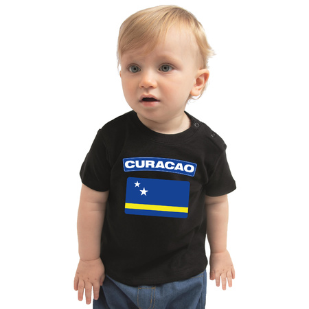 Curacao present t-shirt with flag black for babys