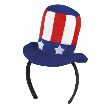Diadeem met Uncle Sam Amerikaanse vlag thema hoedje