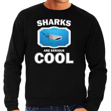 Dieren walvishaai sweater zwart heren - sharks are cool trui