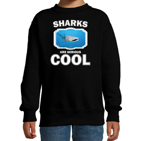 Dieren walvishaai sweater zwart kinderen - sharks are cool trui jongens en meisjes
