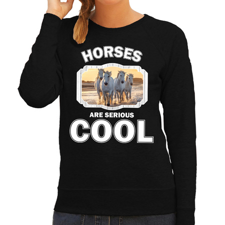 Animal white horses are cool sweater black for women