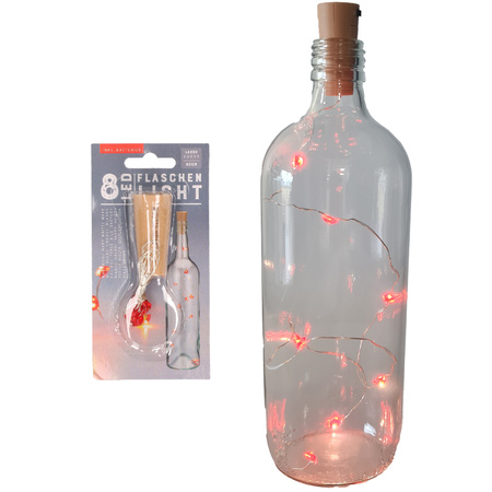 Flesverlichting LED lichtsnoer hartjes 80 cm met kurk voor wijnfles