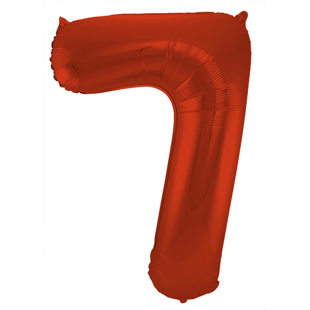 Folie ballon van cijfer 7 in het rood 86 cm