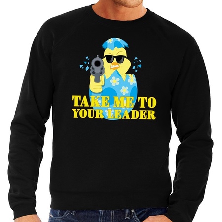 Fout paas sweater zwart take me to your leader voor heren