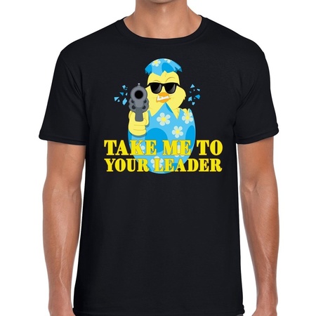 Fout paas t-shirt zwart take me to your leader voor heren