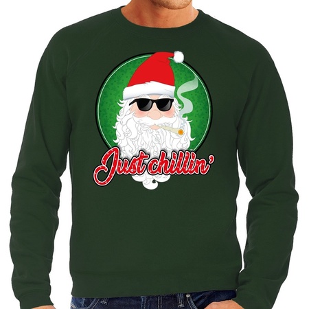 Christmas sweater just chillin green for men