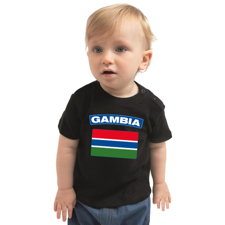 Gambia present t-shirt with flag black for babys