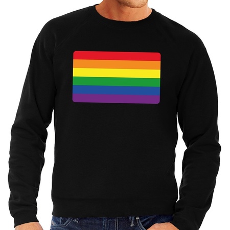 Gay pride regenboog vlag sweater zwart voor heren 