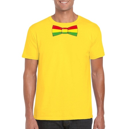 Geel t-shirt met Limburgse vlag strik voor heren