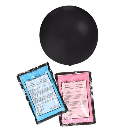 Mega balloon gender reveal black incl pink and blue powder