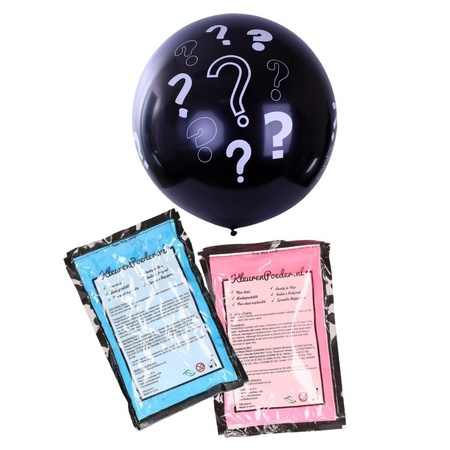 Gender reveal ballon inclusief roze en blauw poeder 90 cm