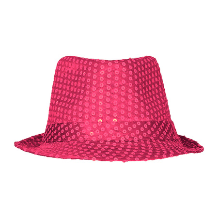 Carnaval verkleed set - hoedje en bretels - fuchsia roze - volwassenen