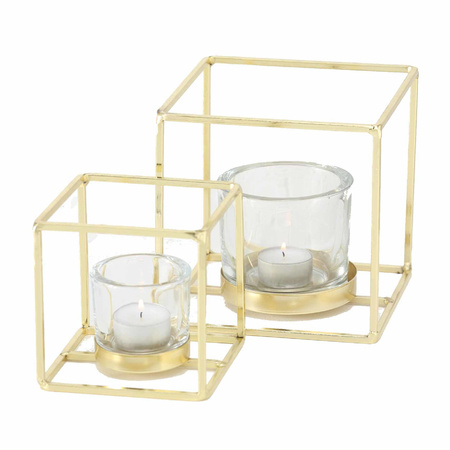 Gold iron candle holders set of 2 pieces 11-15 cm