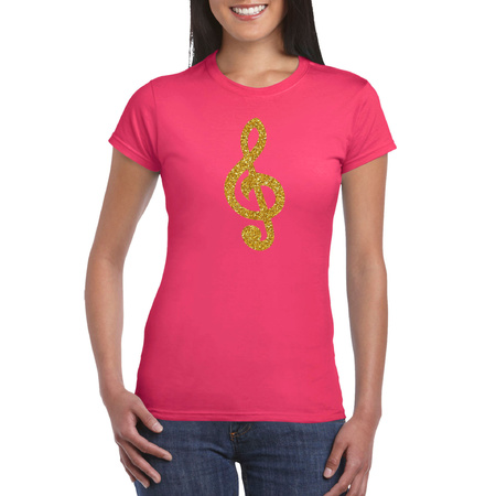 Musical note G / music party t-shirt pink for women