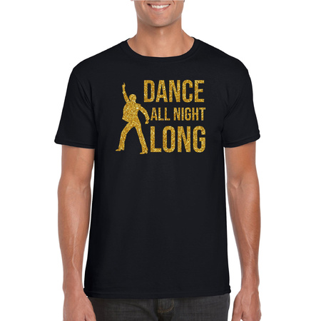 Gouden muziek t-shirt / shirt Dance all night long zwart heren