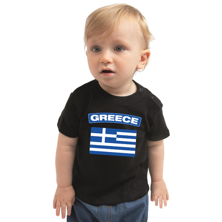 Greece present t-shirt with flag black for babys
