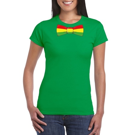 Green t-shirt with Limburg flag bowtie for women