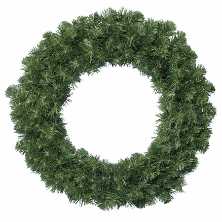 Kerstkrans 60 cm - groen - met zilveren hanger/ophanghaak - kerstversiering