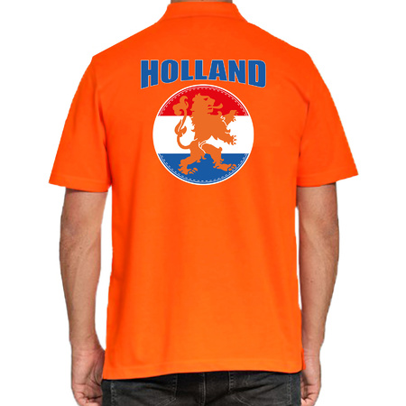 Plus size orange supporter poloshirt Holland with orange lion for men