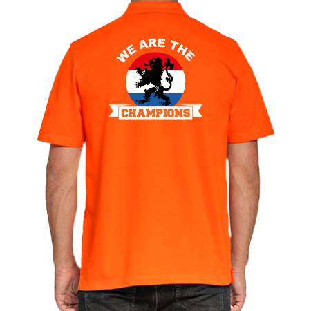 Plus size orange supporter poloshirt Holland kampioen with lion for men