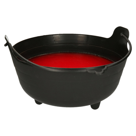 Halloween witch cauldron/cooking pot black - 37 cm - incl. red color powder