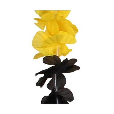 Feestartikelen hawaii bloemen krans geel/zwart