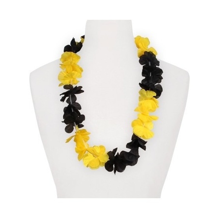 Feestartikelen hawaii bloemen krans geel/zwart