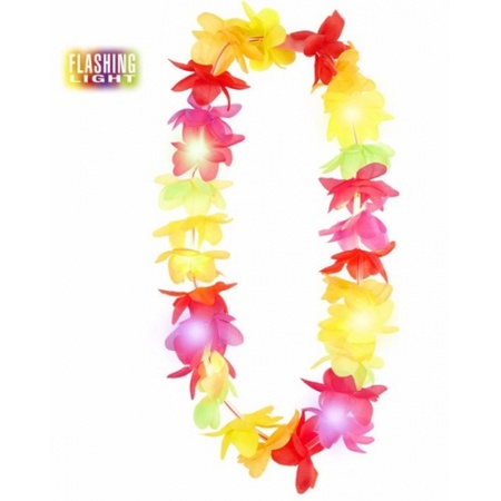 Carnaval set - Tropical Hawaii party - straw hat flowers - and LED flowers guirlande