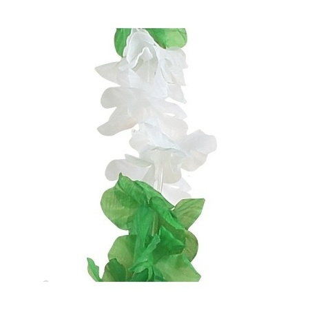 Feestartikelen hawaii bloemen krans wit/groen