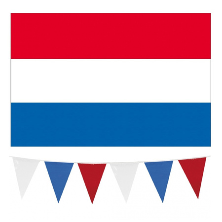 Haza - Nederland vlaggetjes feest versiering set binnen/buiten 3-delig
