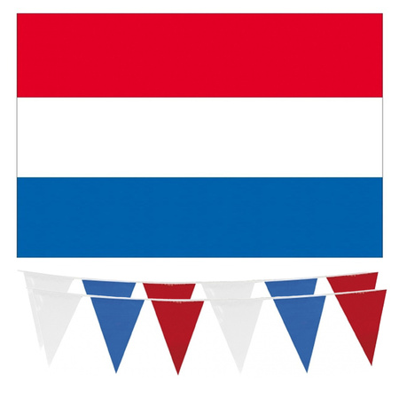 Haza - Nederland vlaggetjes feest versiering set binnen/buiten 4-delig