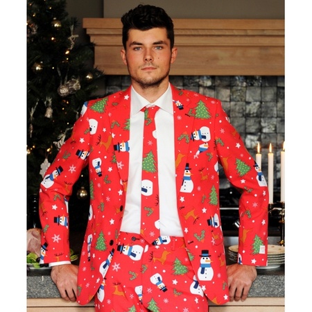 Mens Opposuits Christmas costume red with free hat - size 52 (XL