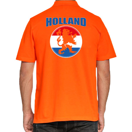 Orange supporter poloshirt Holland with orange lion for men