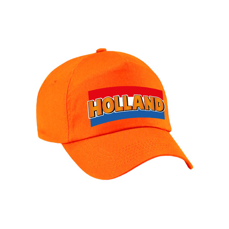 Orange Holland supporter cap with Dutch flag for childeren