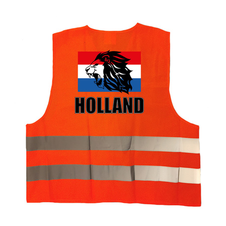 Holland vlag met leeuw oranje veiligheidshesje EK / WK supporter outfit voor volwassenen