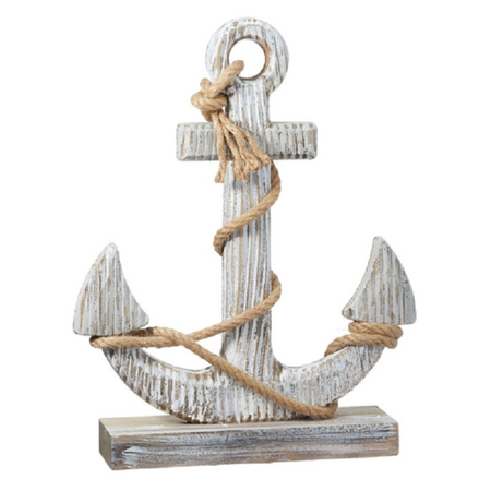 Wooden anchor statue white 40 cm nautical decorations