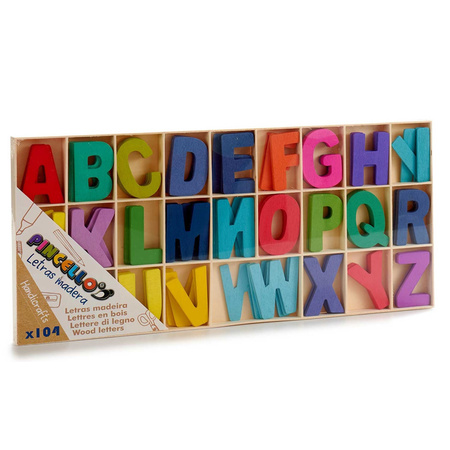 Houten knutselen/hobby letters - Set van 104x stuks - alfabet letters 5 cm