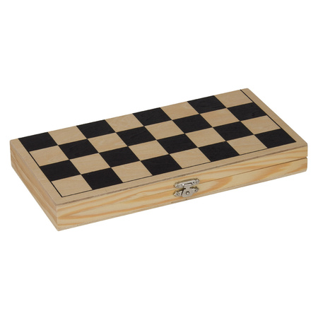 Houten schaakbord opvouwbaar 26 x 26 cm inclusief schaakstukken