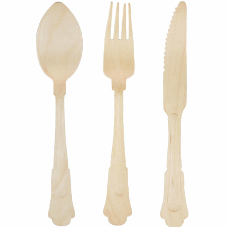 Wooden classic bbq cutlery set 72x pieces