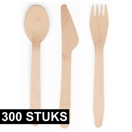 Wooden cutlery set 300 pieces