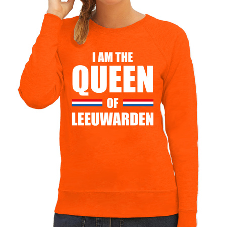 I am the Queen of Leeuwarden Koningsdag sweater / trui oranje voor dames