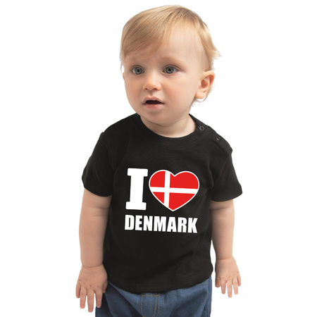 I love Denmark present t-shirt black for babys
