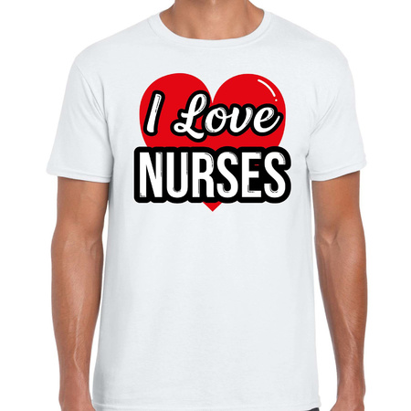 I love nurses  t-shirt white for men